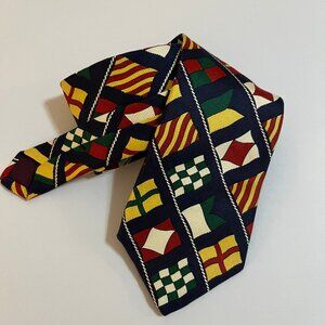 Jos. A. Bank Premium Nautical Flags Silk Repp style tie Yacht Made in USA 57"